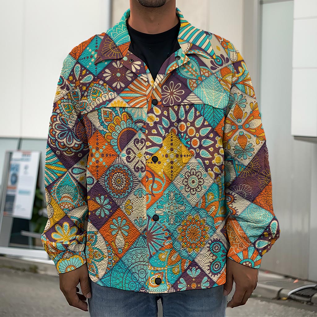 Vintage Mandala Bohemian Pattern Print Men's Shirt Jacket