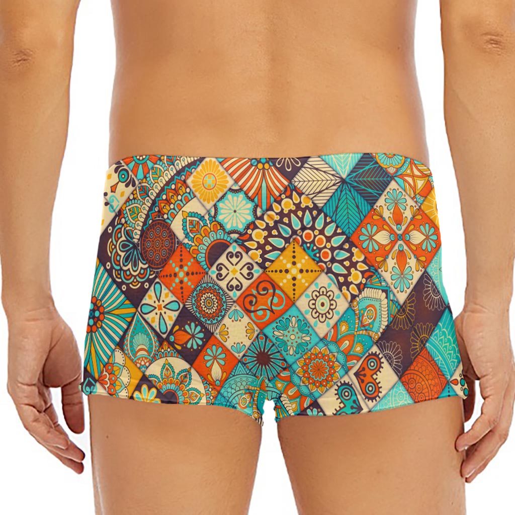 Vintage Mandala Bohemian Pattern Print Men's Short Boxer Briefs