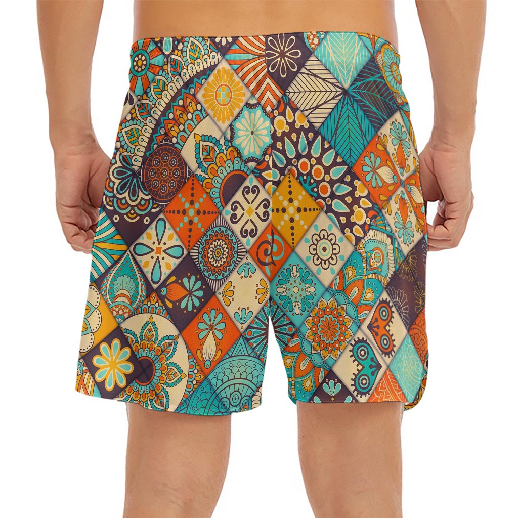Vintage Mandala Bohemian Pattern Print Men's Split Running Shorts
