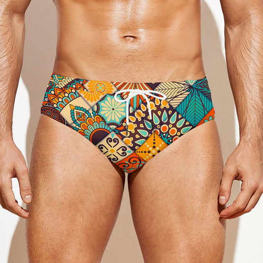 Vintage Mandala Bohemian Pattern Print Men's Swim Briefs