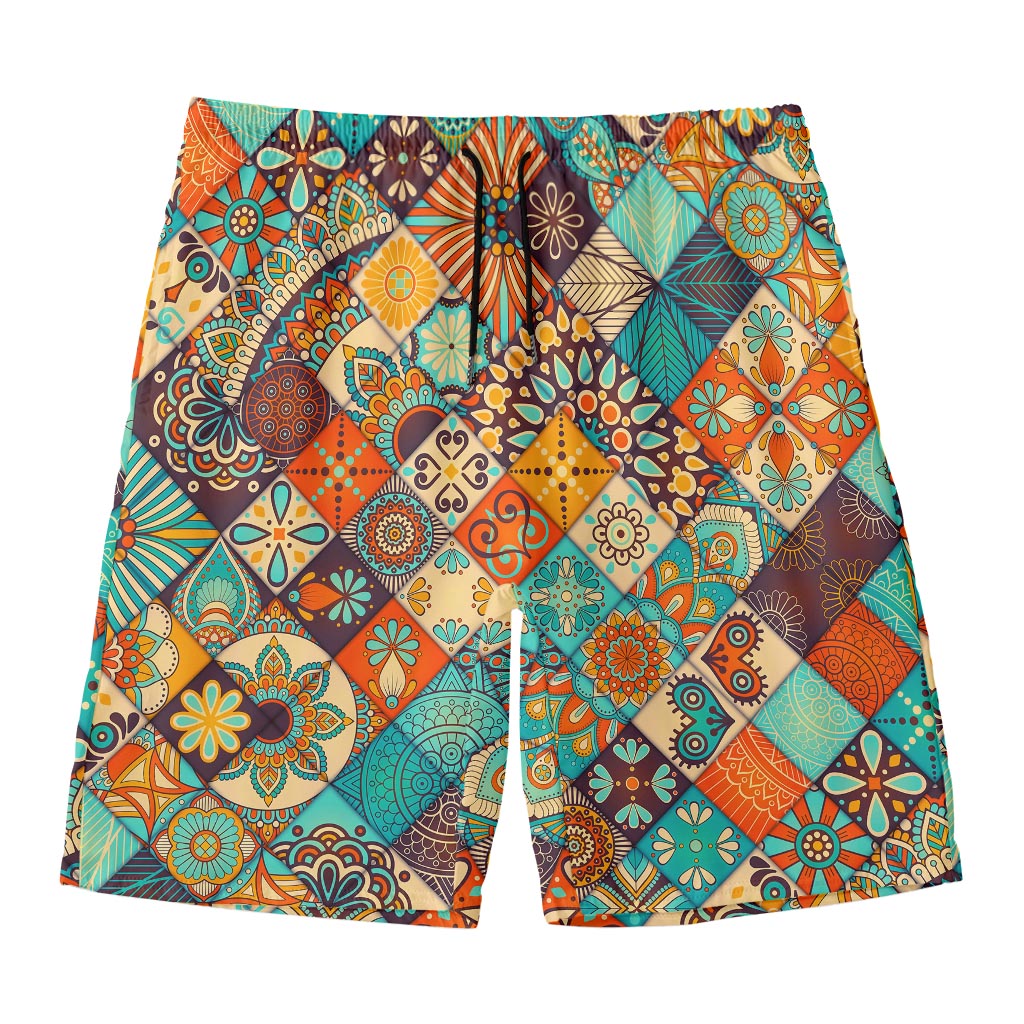 Vintage Mandala Bohemian Pattern Print Men's Swim Trunks