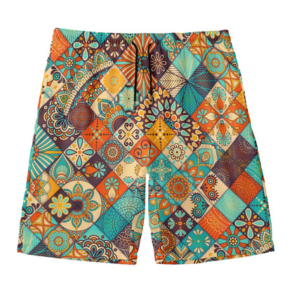 Vintage Mandala Bohemian Pattern Print Men's Swim Trunks