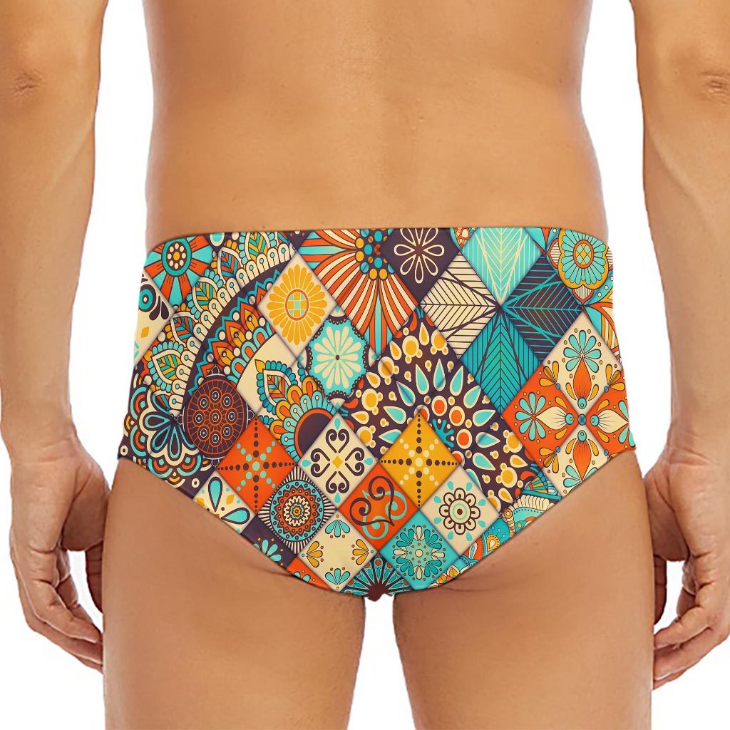 Vintage Mandala Bohemian Pattern Print Men's Triangle Swim Briefs