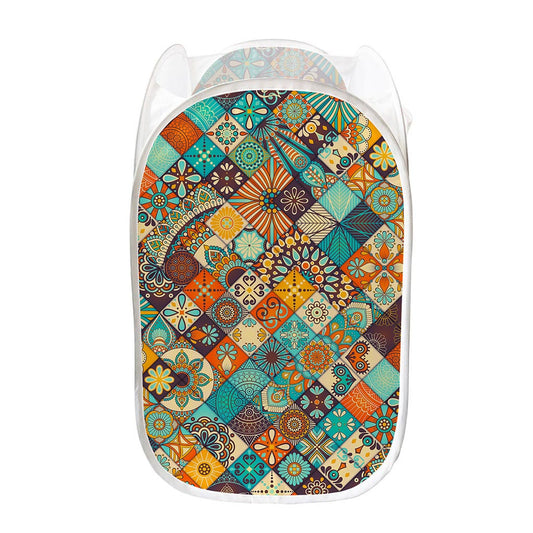 Vintage Mandala Bohemian Pattern Print Mesh Laundry Hamper