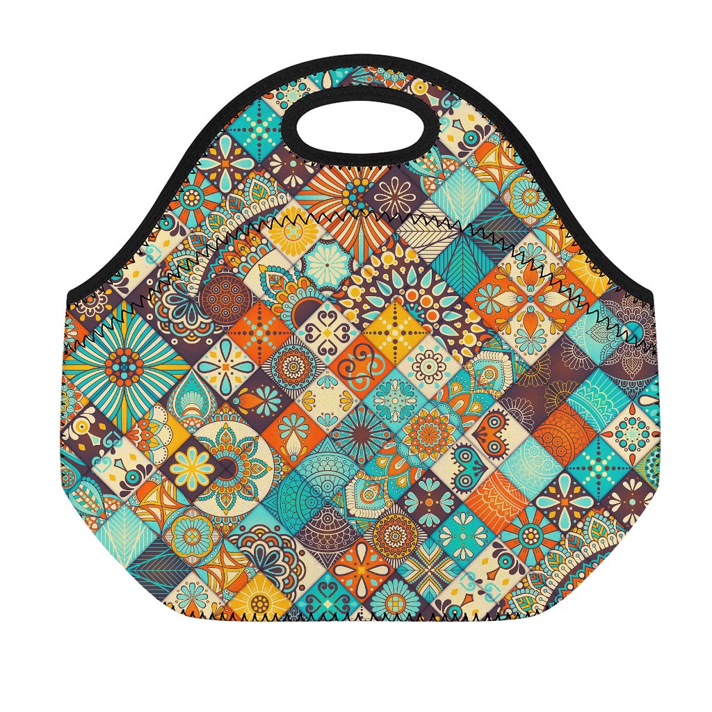 Vintage Mandala Bohemian Pattern Print Neoprene Lunch Bag