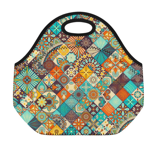 Vintage Mandala Bohemian Pattern Print Neoprene Lunch Bag