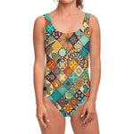 Vintage Mandala Bohemian Pattern Print One Piece Swimsuit