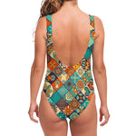 Vintage Mandala Bohemian Pattern Print One Piece Swimsuit