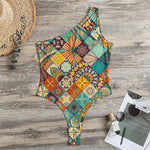 Vintage Mandala Bohemian Pattern Print One Shoulder Bodysuit