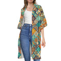 Vintage Mandala Bohemian Pattern Print Open Front Beach Cover Up