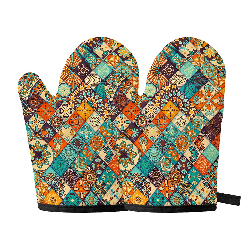 Vintage Mandala Bohemian Pattern Print Oven Mitts