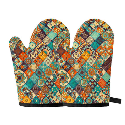 Vintage Mandala Bohemian Pattern Print Oven Mitts