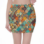Vintage Mandala Bohemian Pattern Print Pencil Mini Skirt