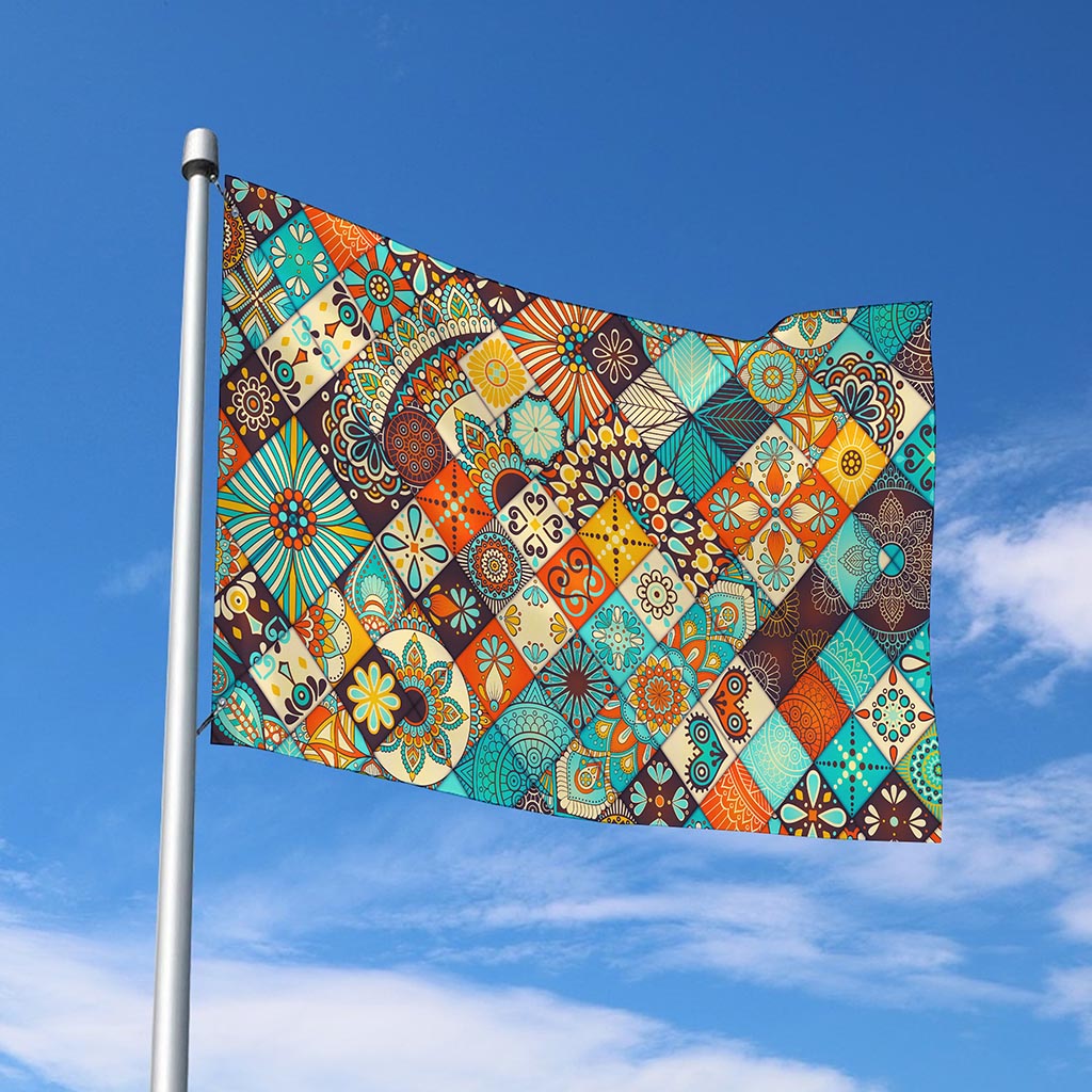 Vintage Mandala Bohemian Pattern Print Polyester Flag