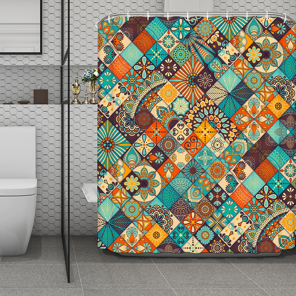 Vintage Mandala Bohemian Pattern Print Polyester Shower Curtain