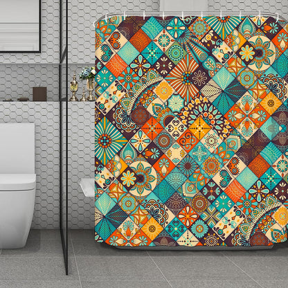 Vintage Mandala Bohemian Pattern Print Polyester Shower Curtain