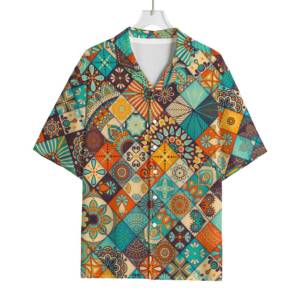 Vintage Mandala Bohemian Pattern Print Rayon Hawaiian Shirt