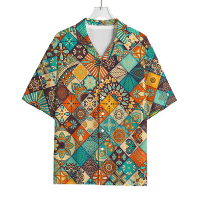 Vintage Mandala Bohemian Pattern Print Rayon Hawaiian Shirt