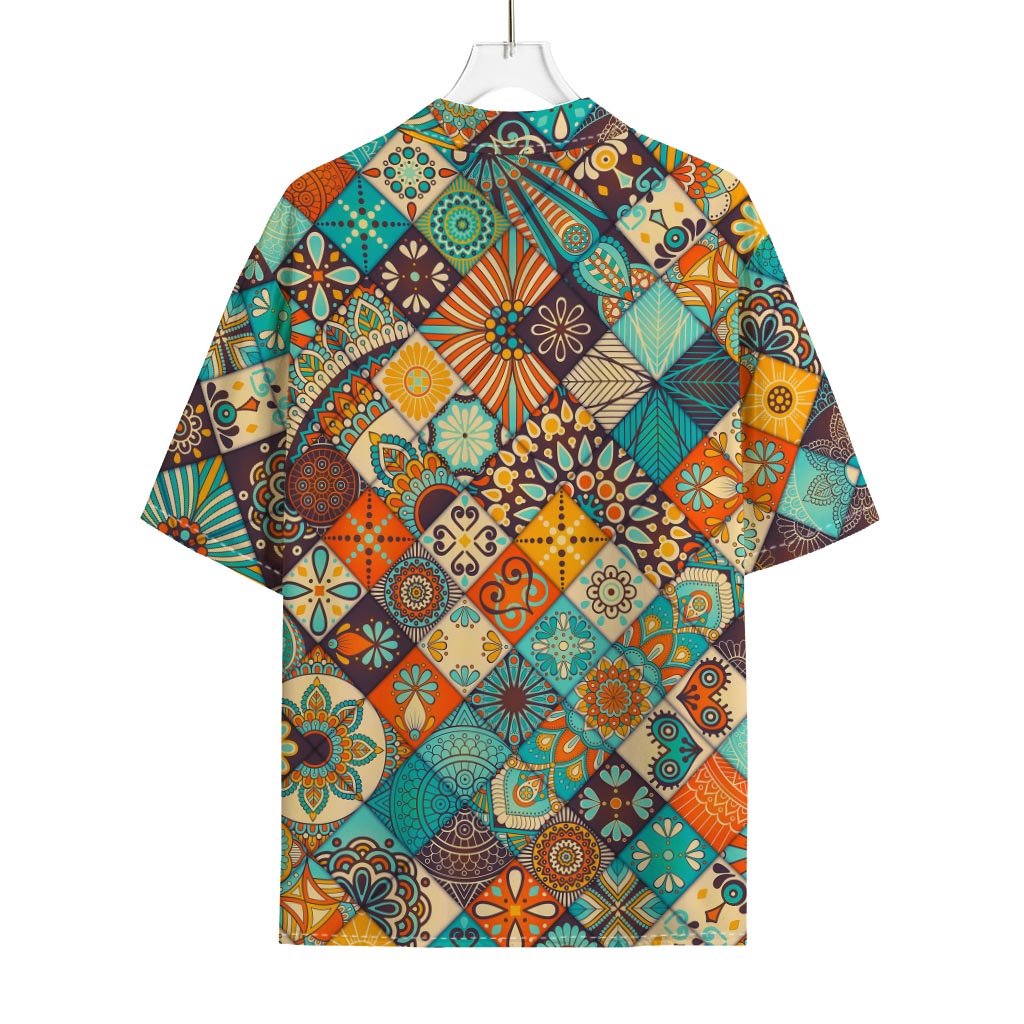 Vintage Mandala Bohemian Pattern Print Rayon Hawaiian Shirt