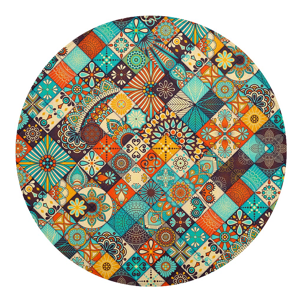 Vintage Mandala Bohemian Pattern Print Round Blanket