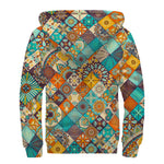 Vintage Mandala Bohemian Pattern Print Sherpa Lined Zip Up Hoodie
