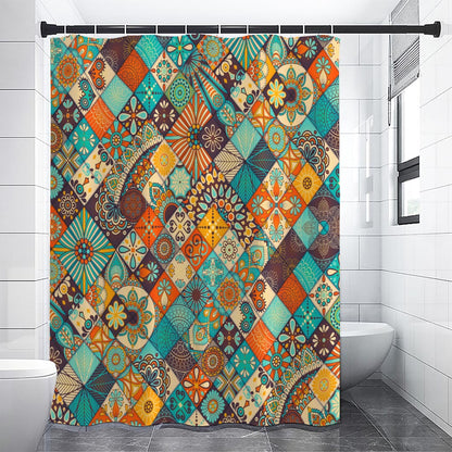 Vintage Mandala Bohemian Pattern Print Shower Curtain