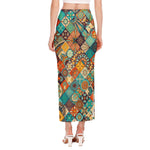 Vintage Mandala Bohemian Pattern Print Side Slit Maxi Skirt