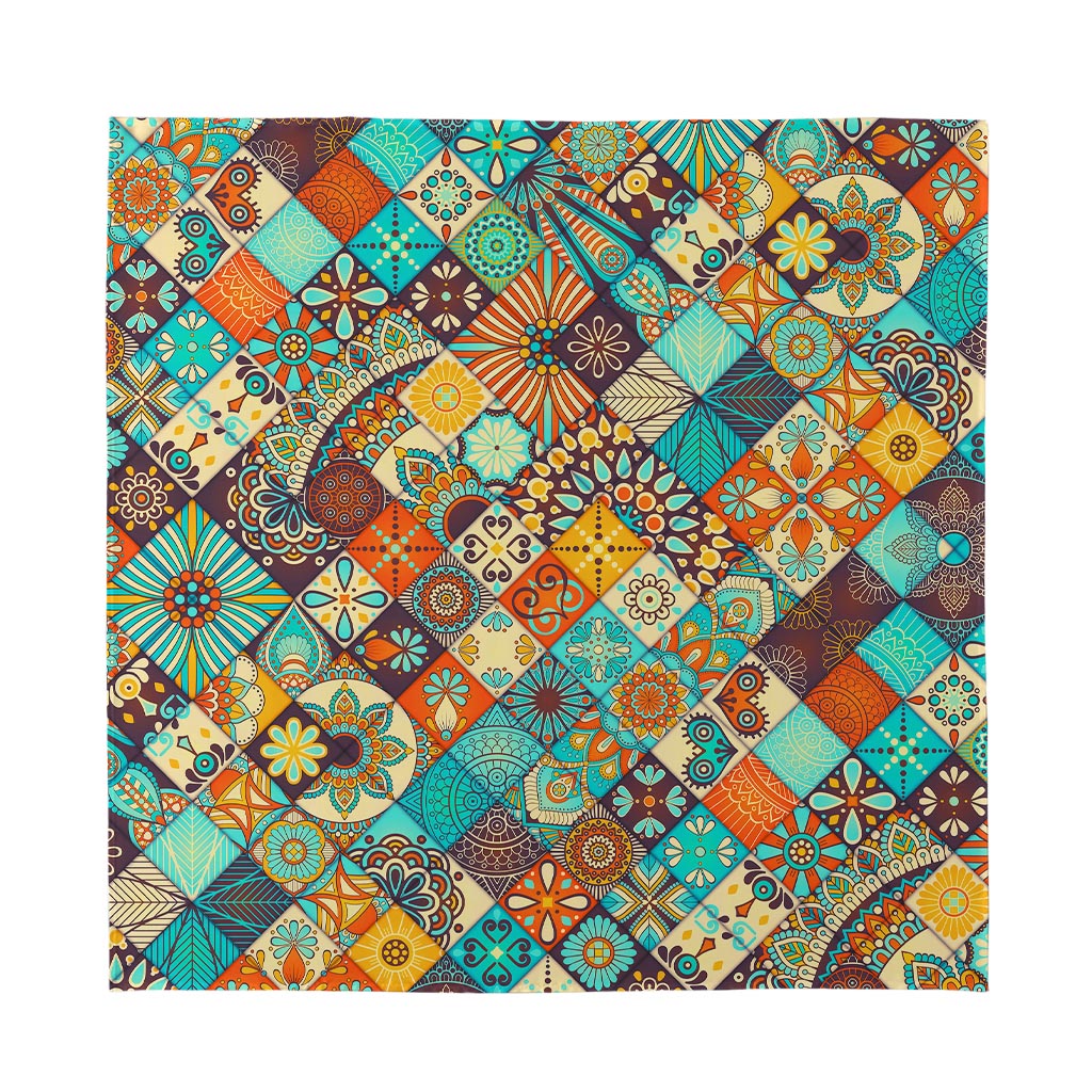 Vintage Mandala Bohemian Pattern Print Silk Bandana