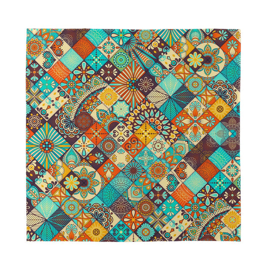 Vintage Mandala Bohemian Pattern Print Silk Bandana
