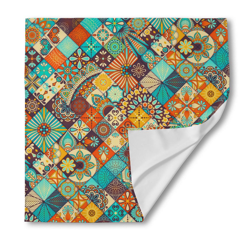 Vintage Mandala Bohemian Pattern Print Silk Bandana