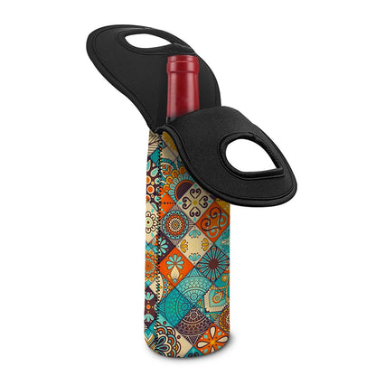 Vintage Mandala Bohemian Pattern Print Single Neoprene Wine Tote