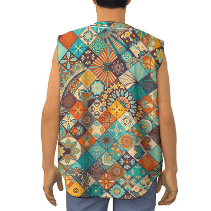 Vintage Mandala Bohemian Pattern Print Sleeveless Baseball Jersey