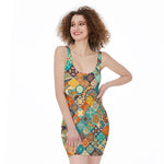Vintage Mandala Bohemian Pattern Print Sleeveless Bodycon Dress