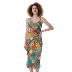 Vintage Mandala Bohemian Pattern Print Slim Fit Midi Cami Dress