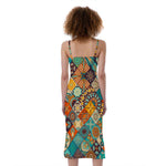 Vintage Mandala Bohemian Pattern Print Slim Fit Midi Cami Dress