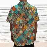 Vintage Mandala Bohemian Pattern Print Textured Short Sleeve Shirt