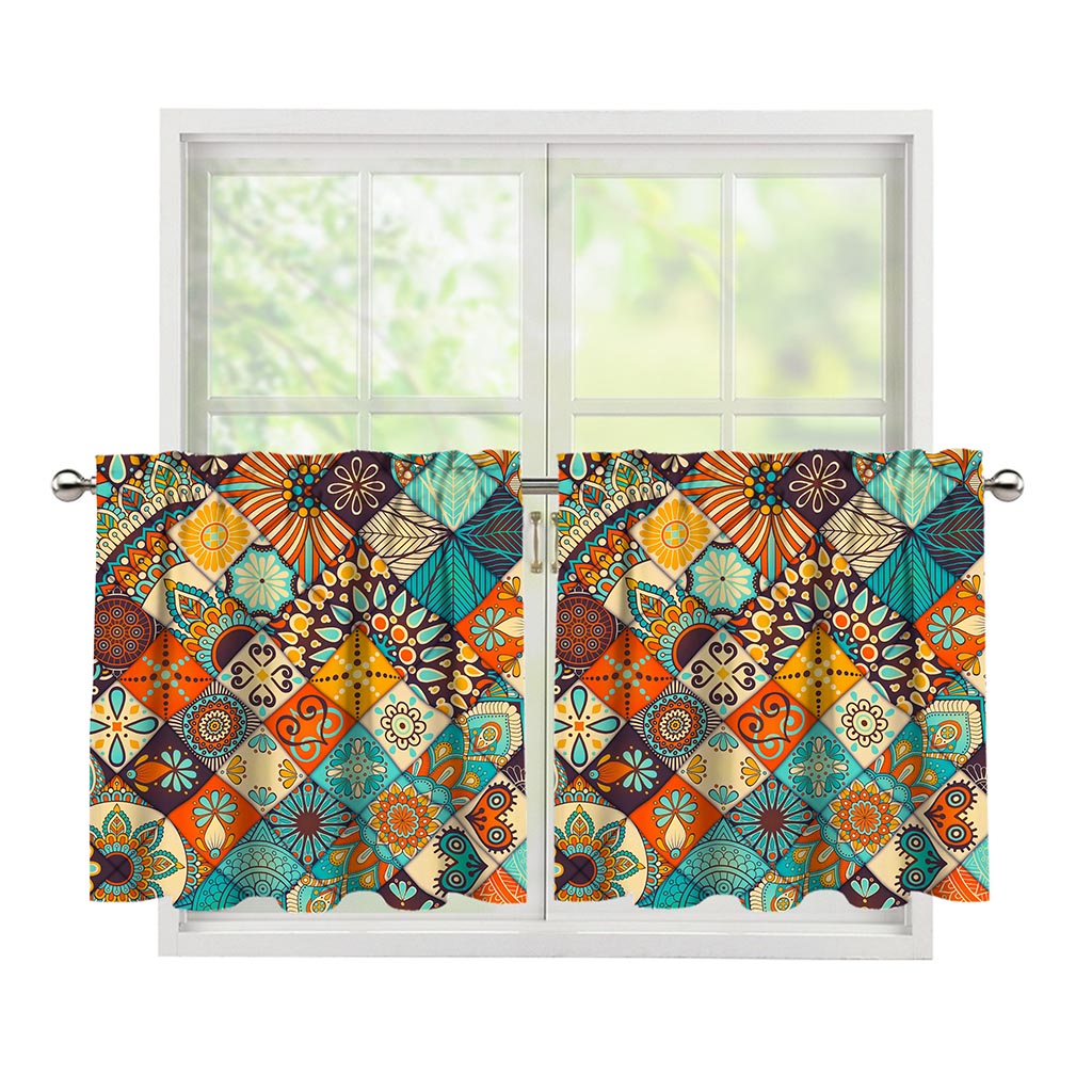 Vintage Mandala Bohemian Pattern Print Tier Curtains