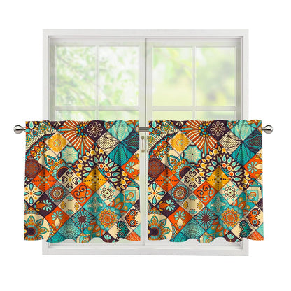 Vintage Mandala Bohemian Pattern Print Tier Curtains
