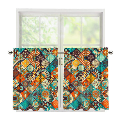 Vintage Mandala Bohemian Pattern Print Tier Curtains