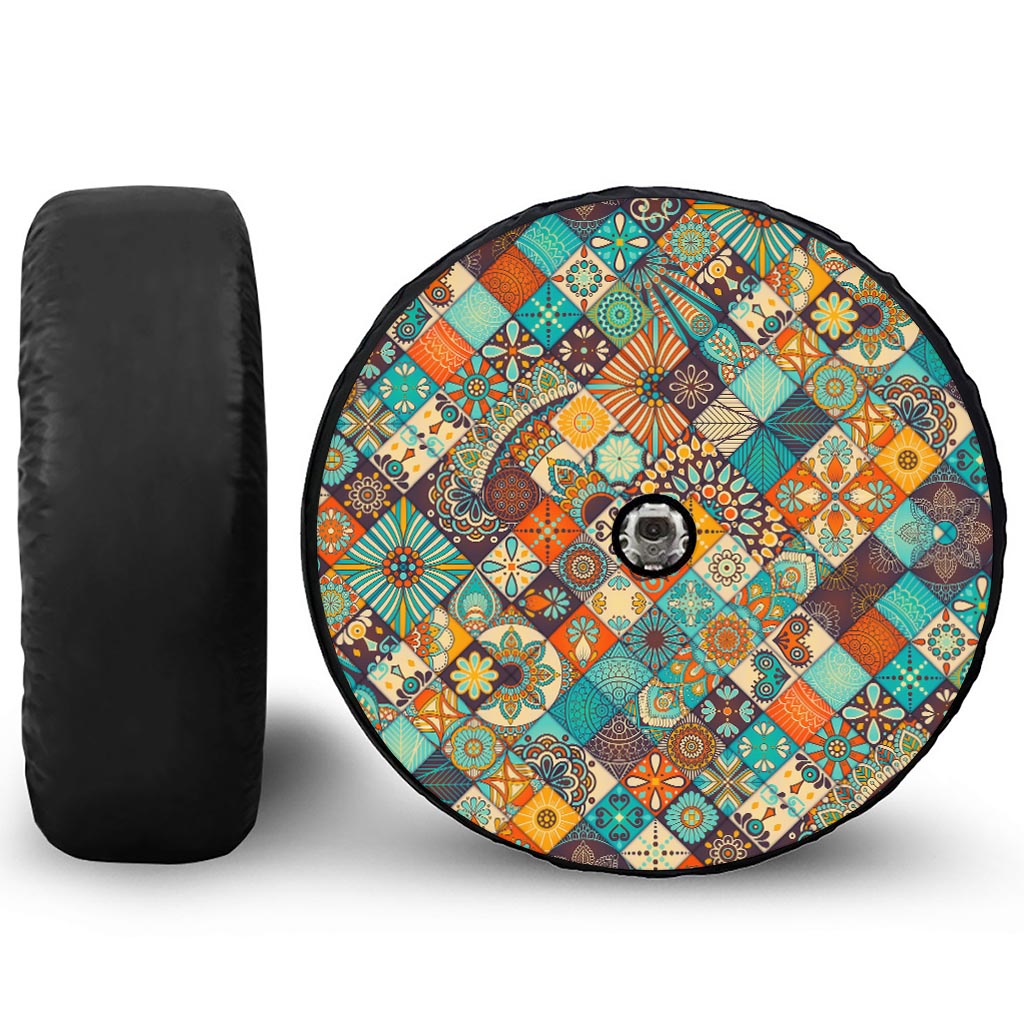 Vintage Mandala Bohemian Pattern Print Tire Cover With Camera Hole