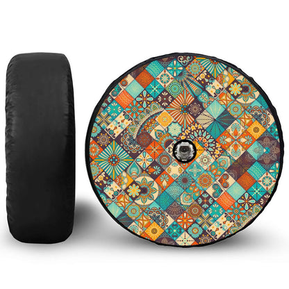 Vintage Mandala Bohemian Pattern Print Tire Cover With Camera Hole