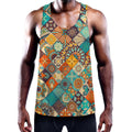 Vintage Mandala Bohemian Pattern Print Men's Workout Tank Top