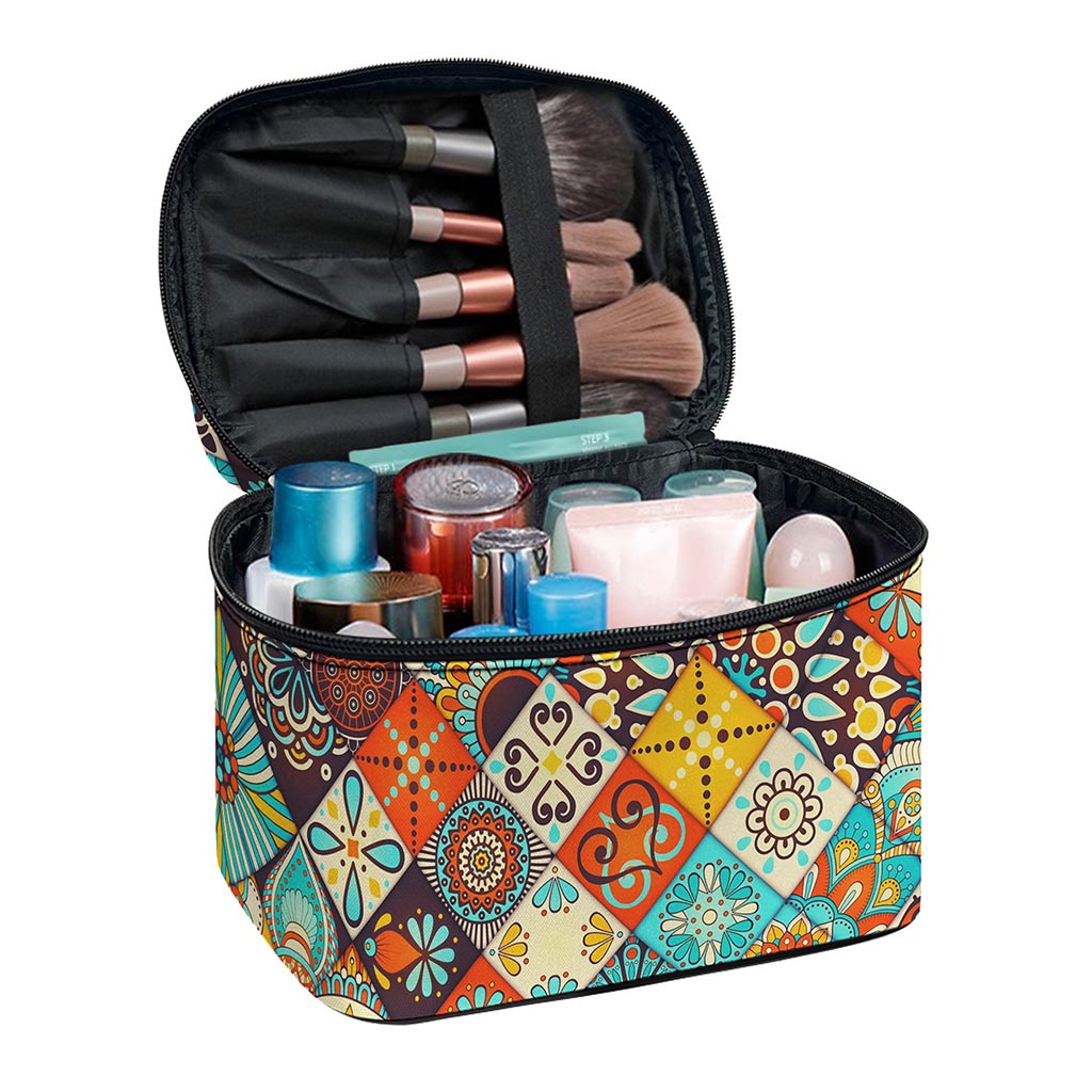 Vintage Mandala Bohemian Pattern Print Travel Makeup Bag