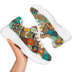 Vintage Mandala Bohemian Pattern Print White Chunky Shoes