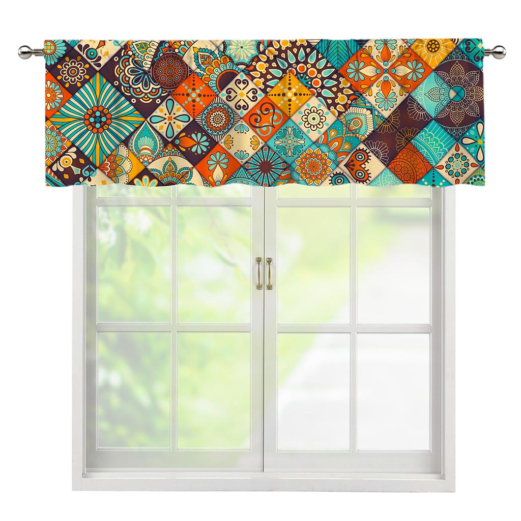 Vintage Mandala Bohemian Pattern Print Window Valance