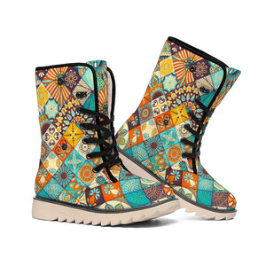 Vintage Mandala Bohemian Pattern Print Winter Boots