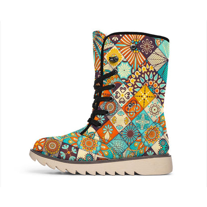 Vintage Mandala Bohemian Pattern Print Winter Boots