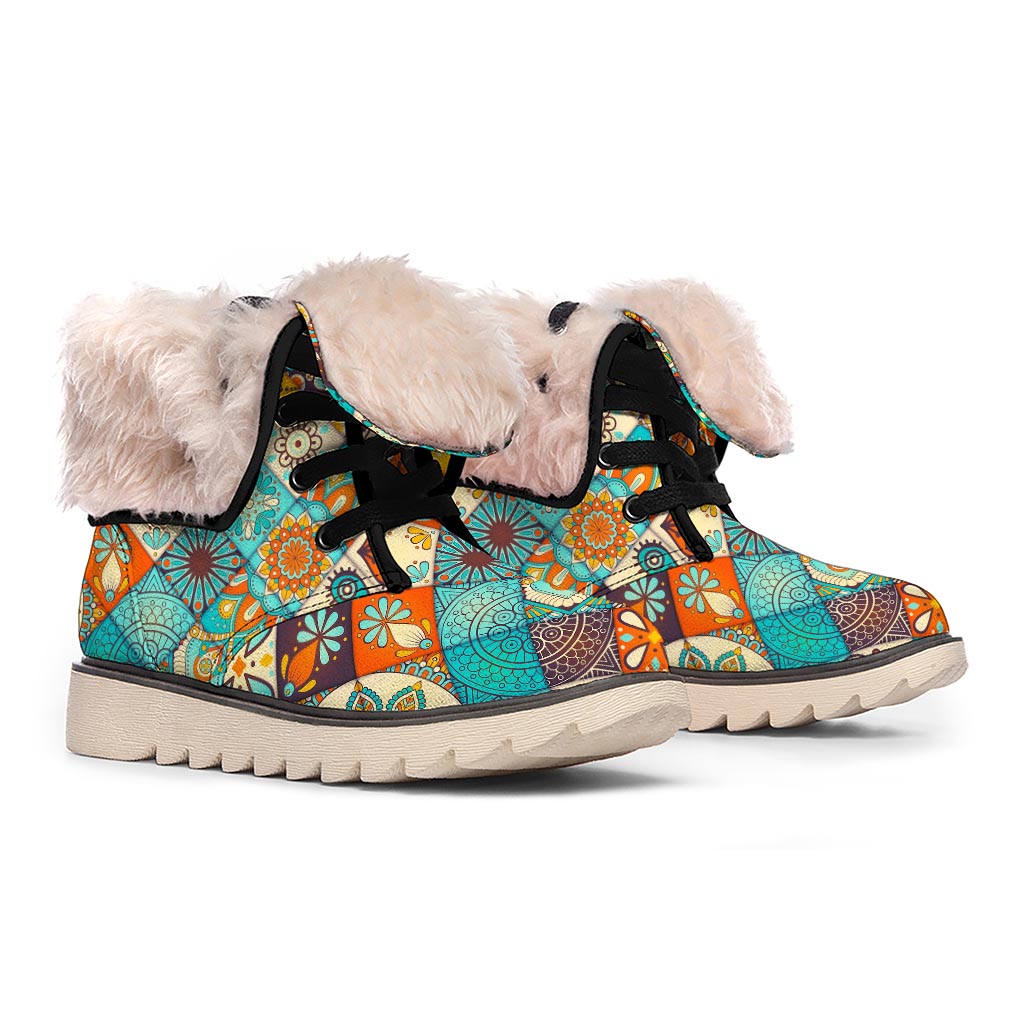 Vintage Mandala Bohemian Pattern Print Winter Boots