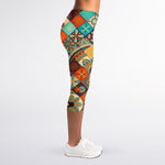 Vintage Mandala Bohemian Pattern Print Women's Capri Leggings