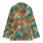 Vintage Mandala Bohemian Pattern Print Women's Cotton Blazer